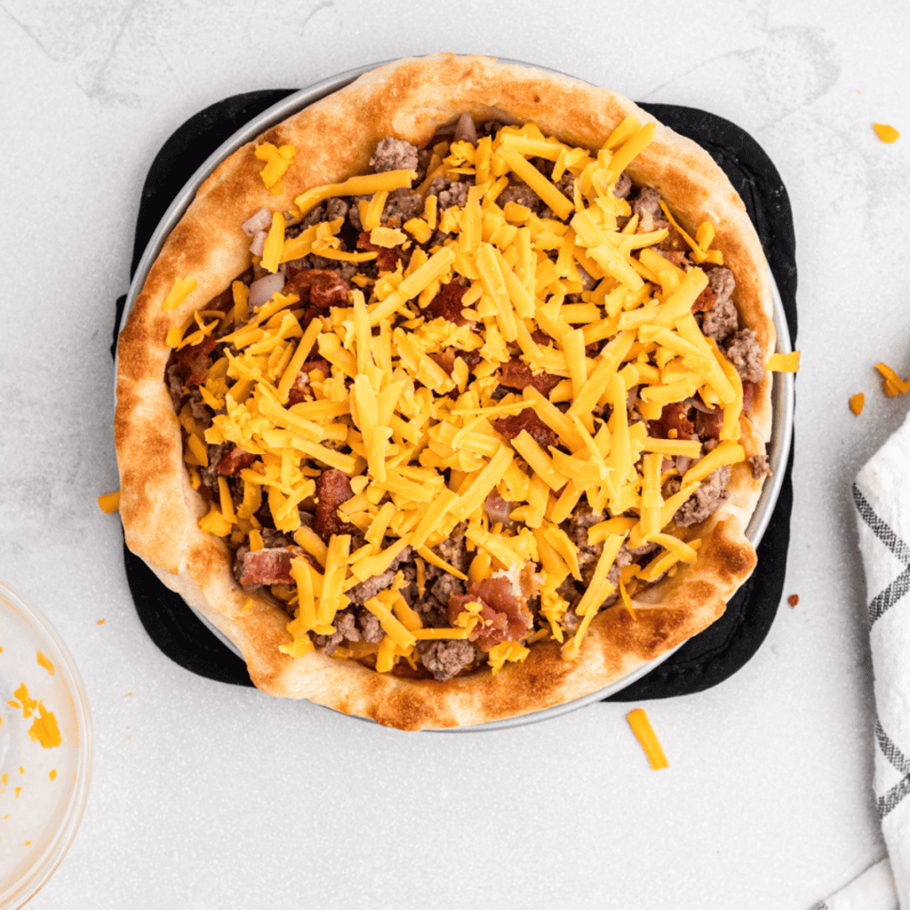Air fryer cheeseburger pizza
