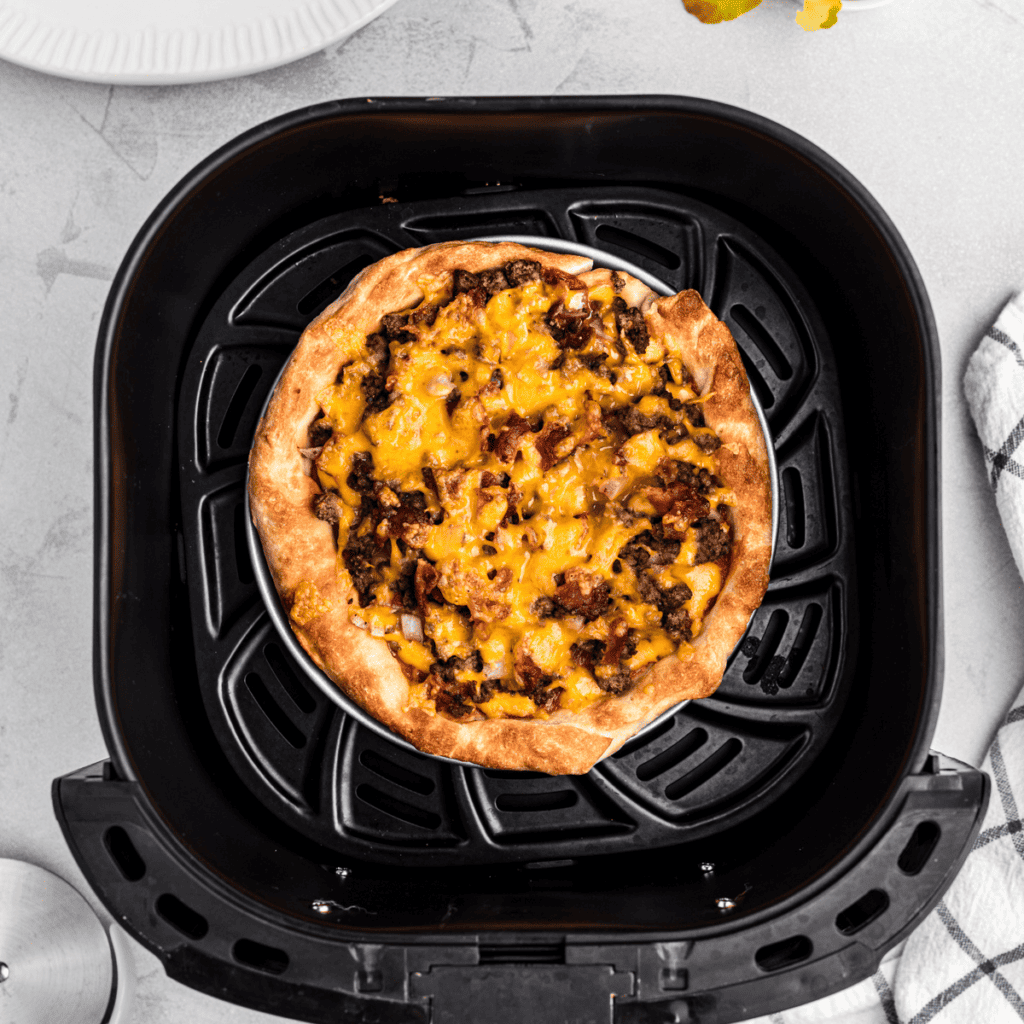 Air Fryer Cheeseburger Pizza