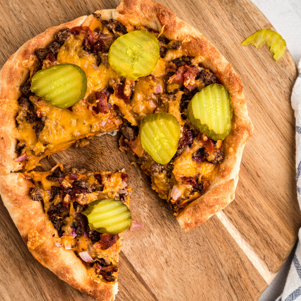 Air Fryer Cheeseburger Pizza
