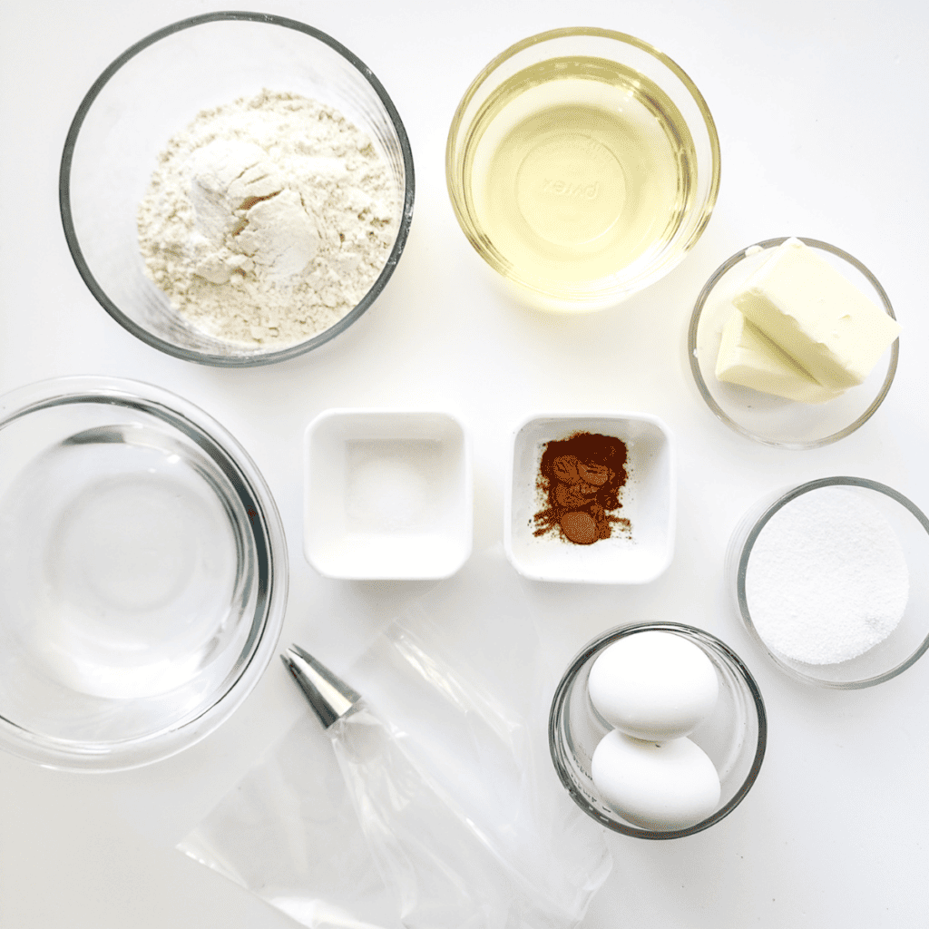 Ingredients Needed For Disney Churro Recipe on kitchen table.