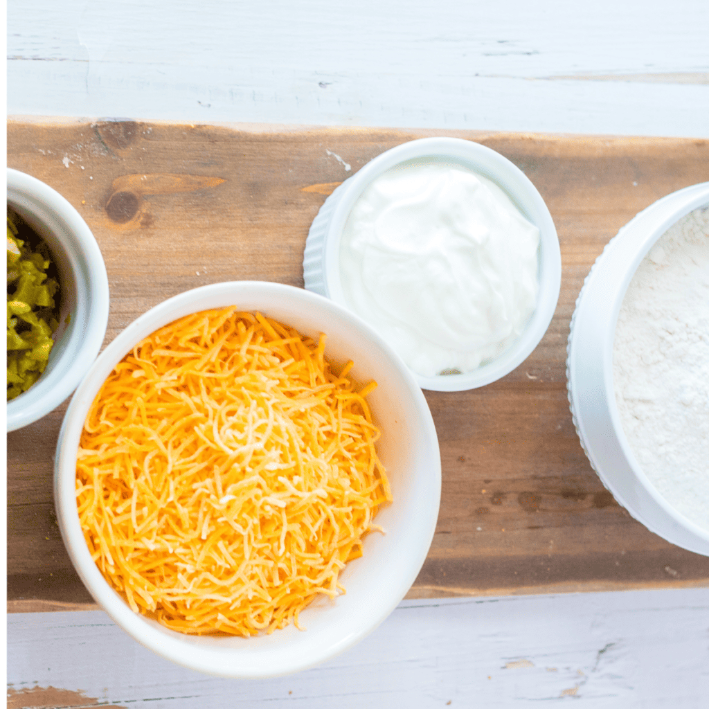 Ingredients Needed For Air Fryer Keto Jalapeno Bagels on a cutting board.