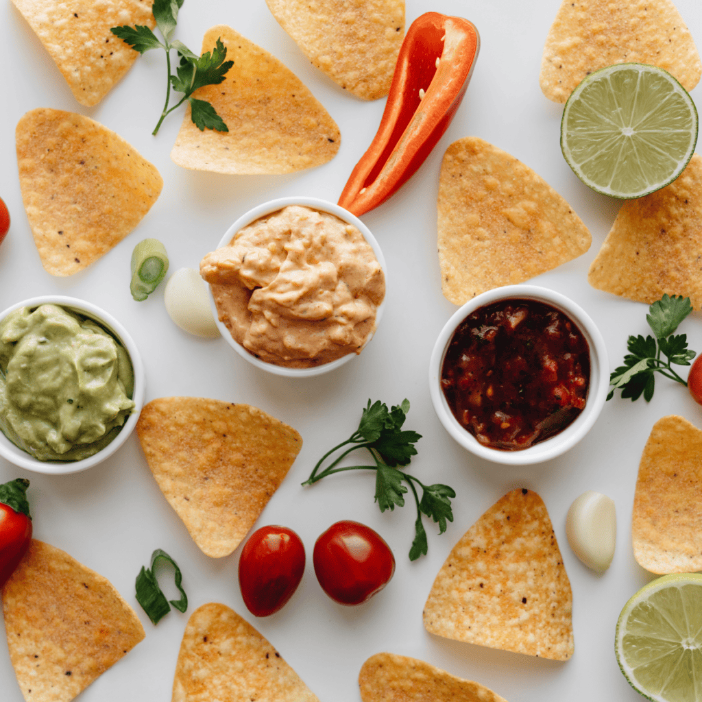 Ingredients needed for air fryer nachos with refried beans