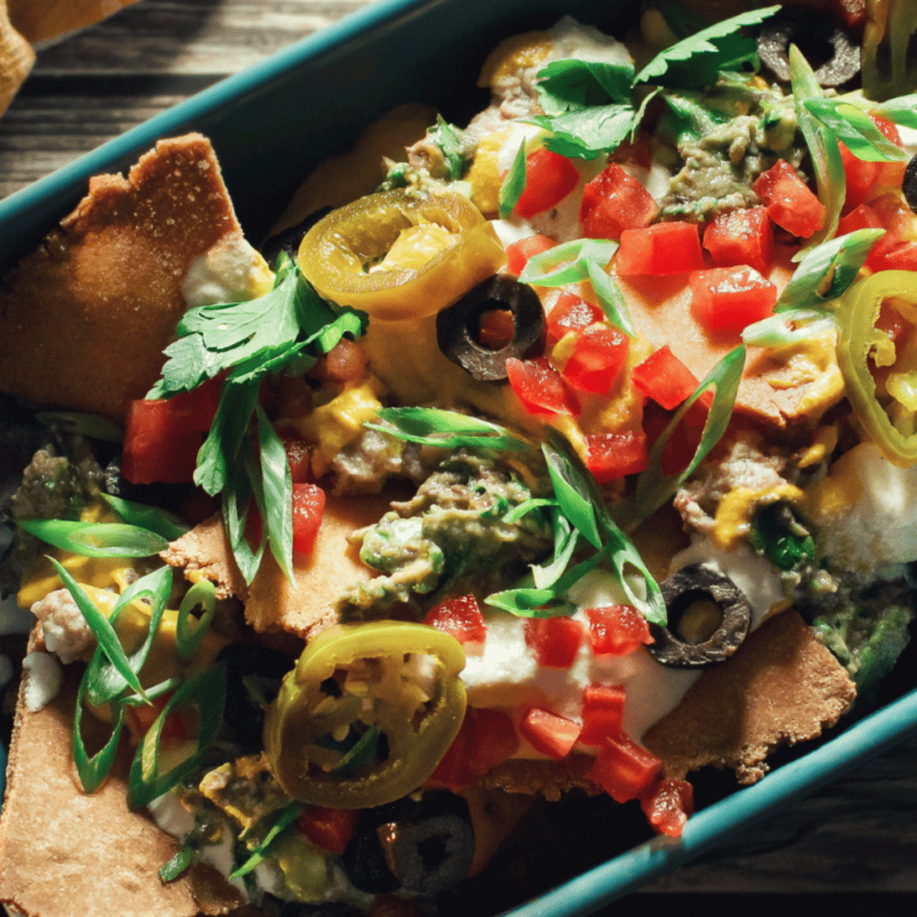 air fryer nachos with refried beans