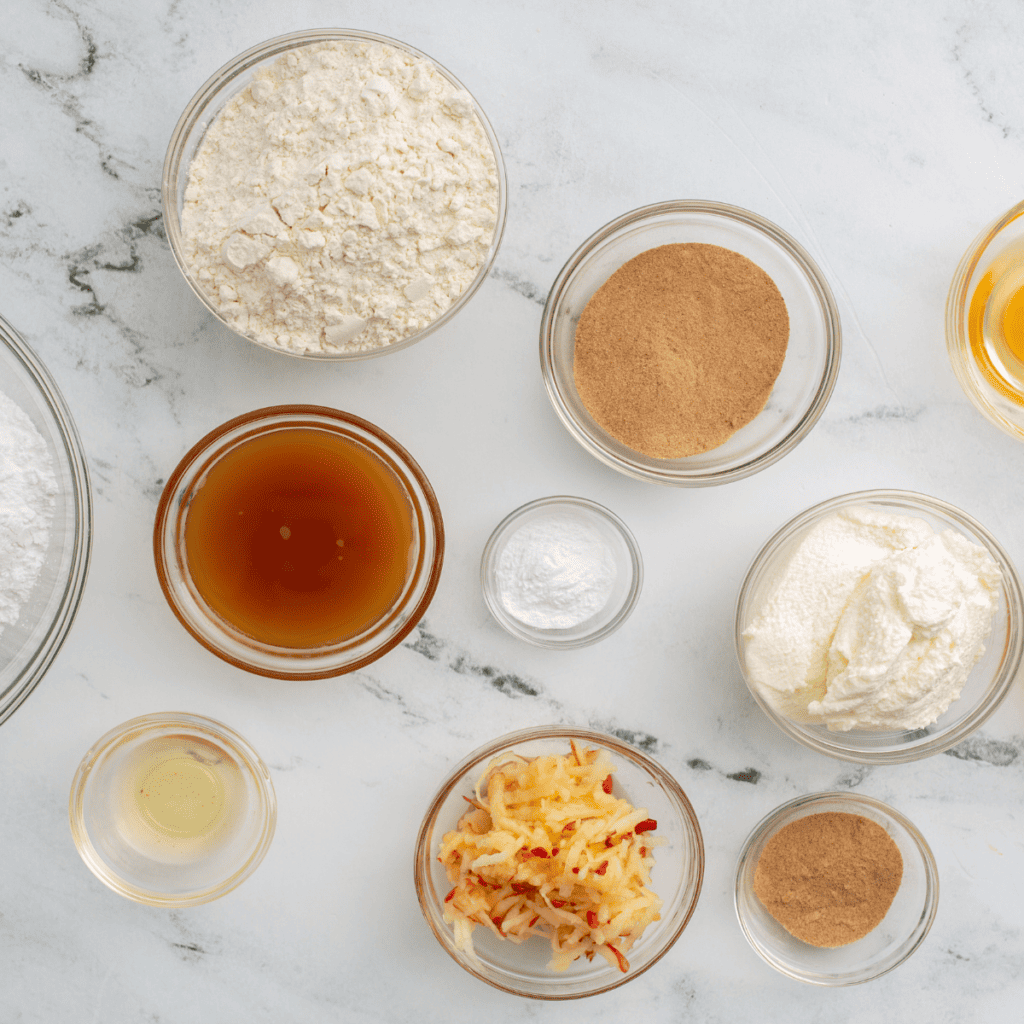 Ingredients Needed For Blackstone Apple Cider Donuts on kitchen table.