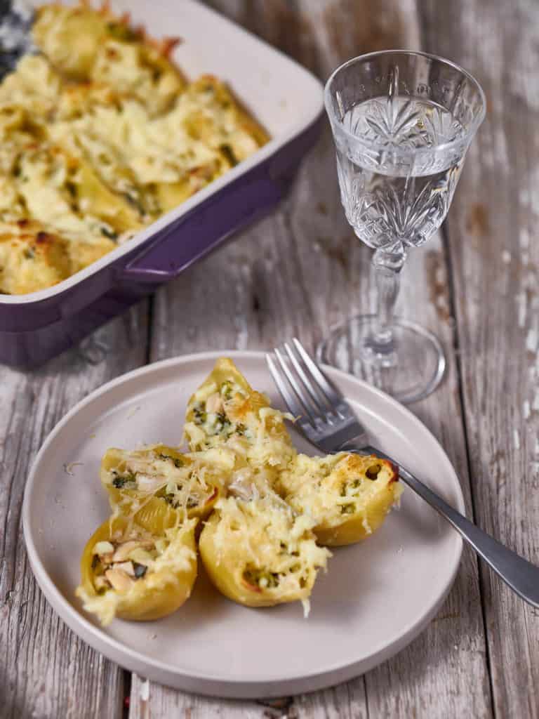 Chicken Alfredo Shells on Plate
