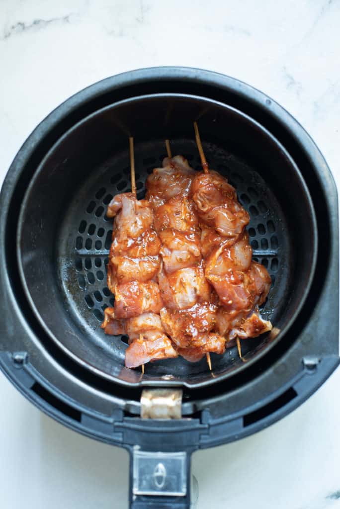 BBQ Chicken Tenders in Air Fryer Basket