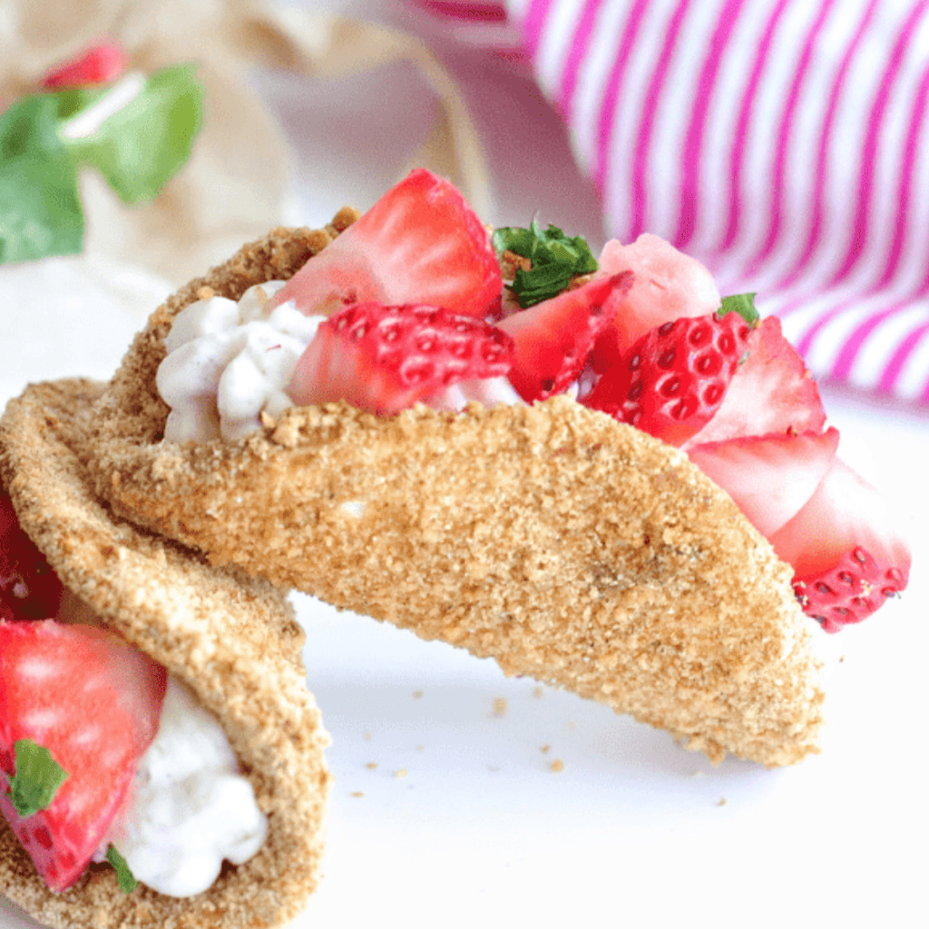cheesecake tacos on cutting board