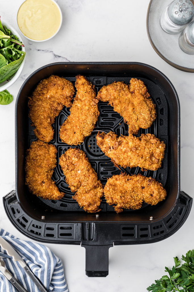 Crispy, golden Zaxby’s chicken fingers served with crinkle-cut fries and dipping sauce.