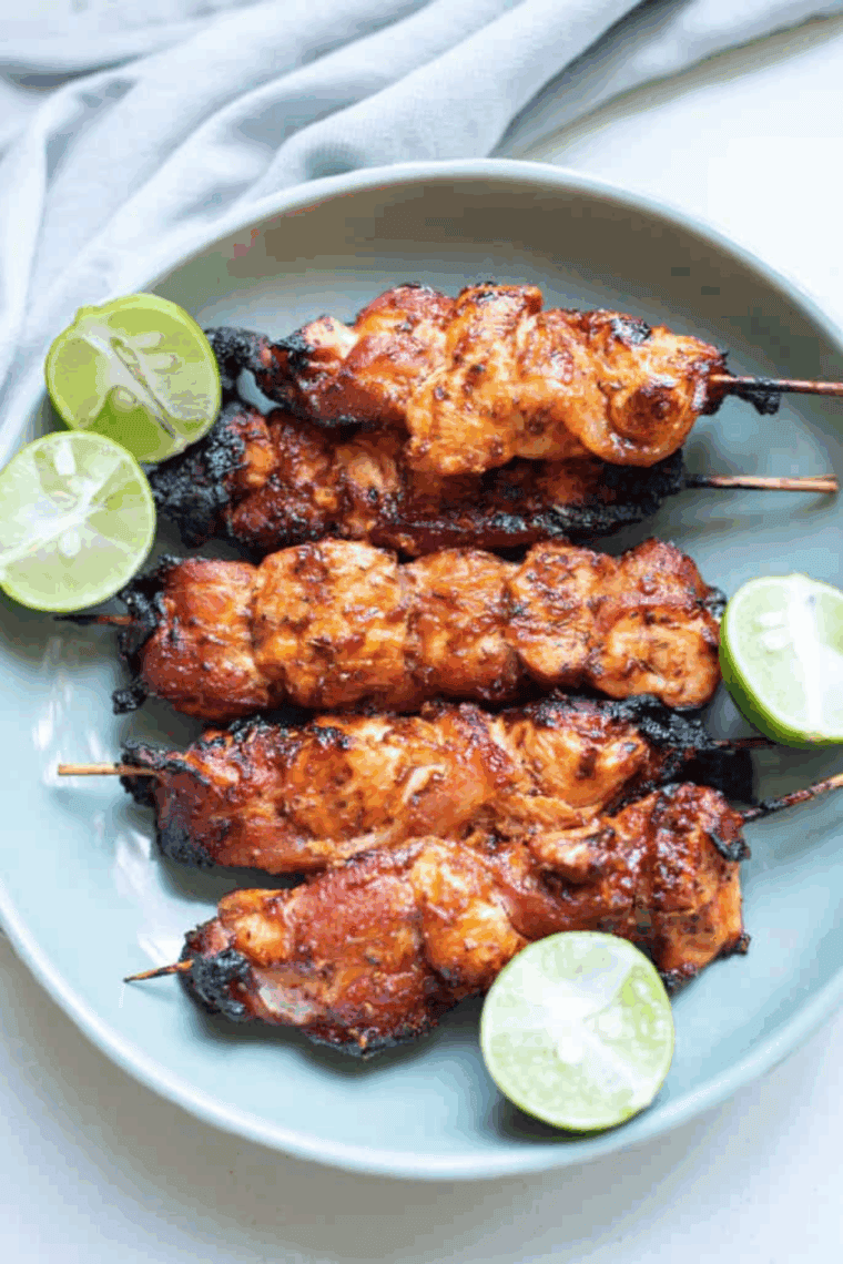 Plate of Air Fryer Chicken Thigh Bites.