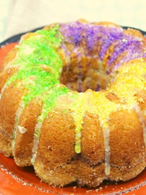 Air Fryer Mardi Gras Cake