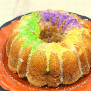 Air Fryer Mardi Gras Cake