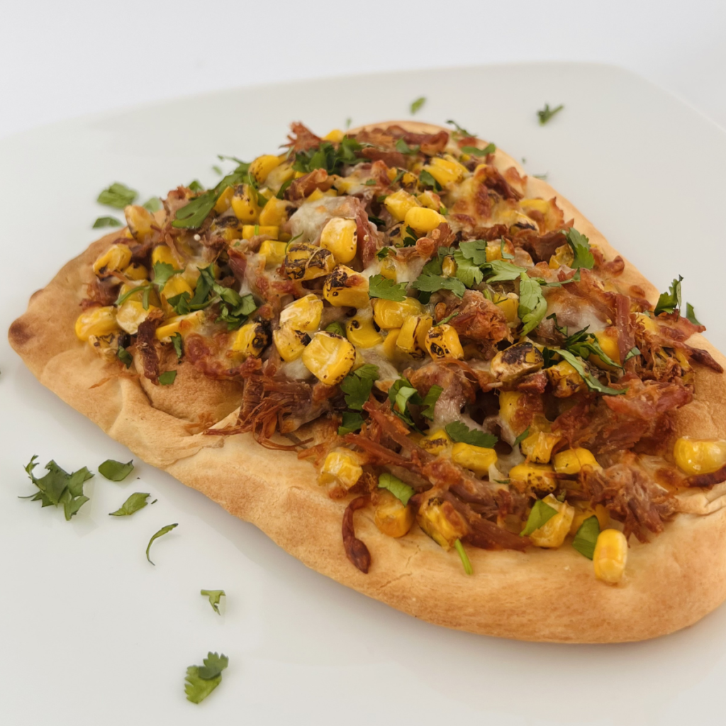 Air Fryer Street Corn Carnitas Flatbread
