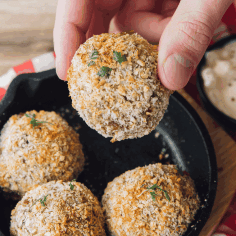 Homemade Carrabba’s Italian Grill arancini—crispy risotto balls with a cheesy center.