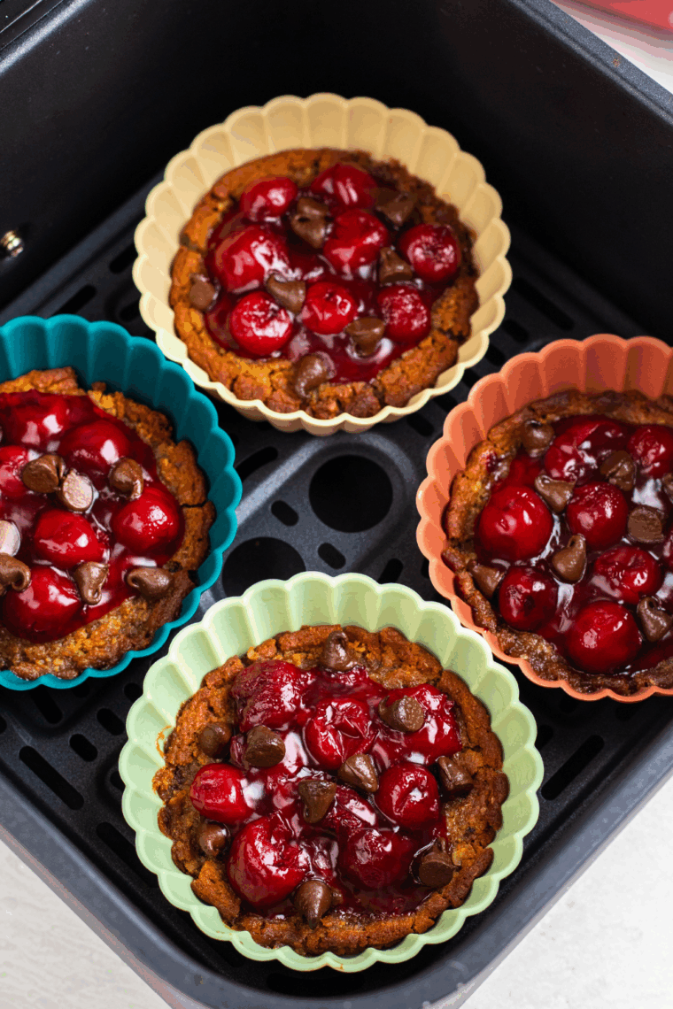 Air fryer cherry oatmeal pies with oat crumble topping and cherry filling