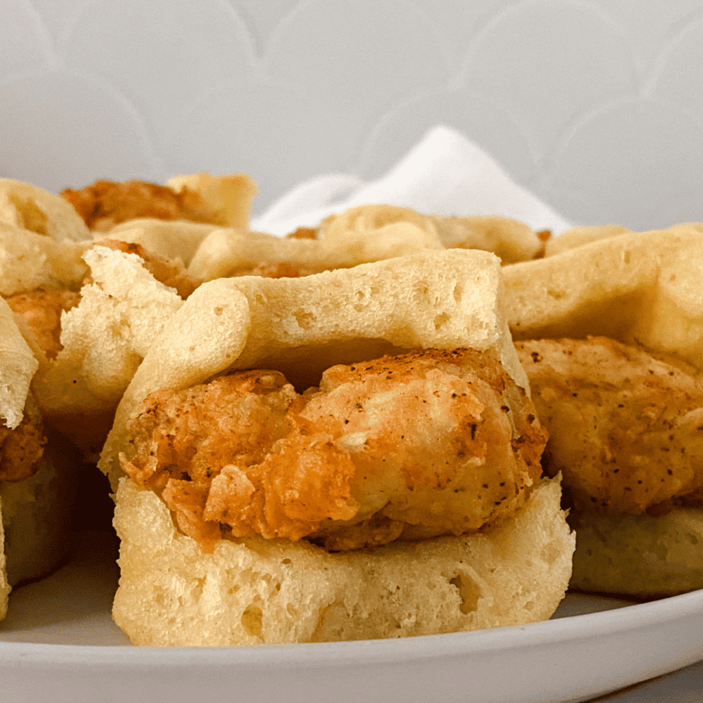 Air fryer copycat Chick-fil-A chicken minis served on soft slider rolls