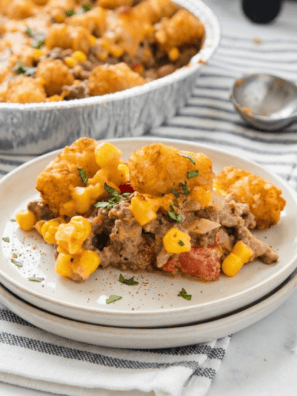 This Air Fryer Cowboy Casserole layers seasoned ground beef, corn, and melty cheese under crispy tater tots — a hearty weeknight dinner in 40 minutes.