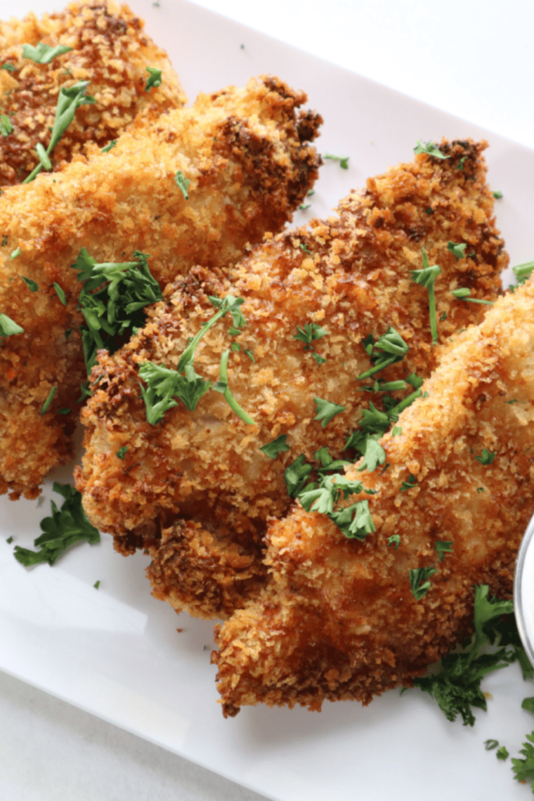 Golden crispy air fryer pancake chicken bites