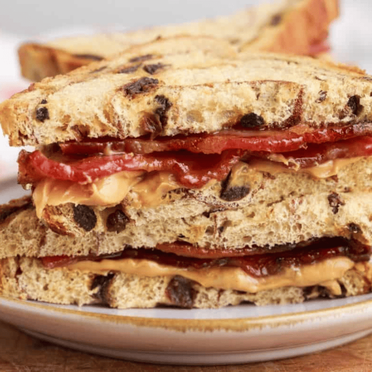 Air Fryer Peanut Butter and Bacon Sandwich