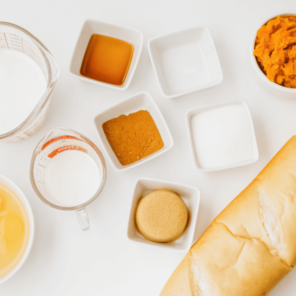 Air Fryer Pumpkin Bread Pudding Ingredients