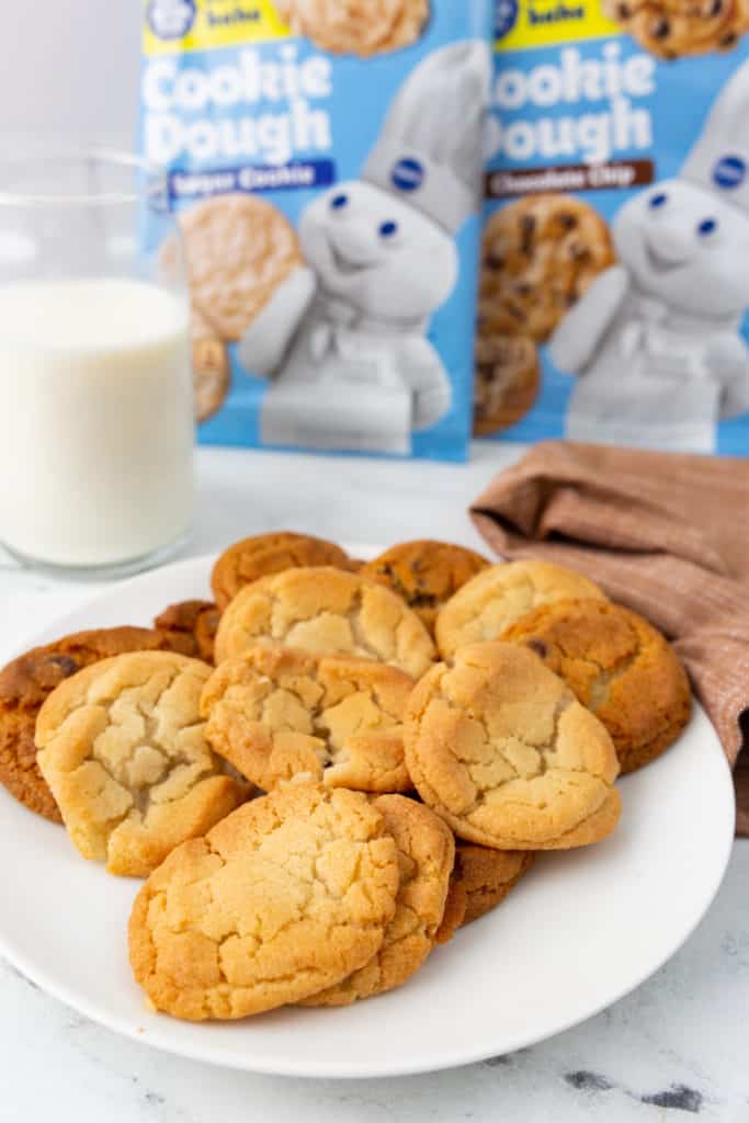 Golden-brown cookies in the air fryer, baked from frozen dough."