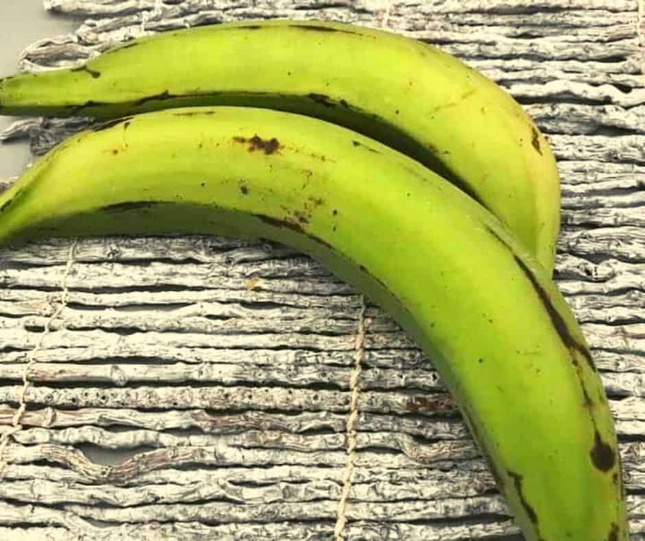 overhead: 2 green plantains