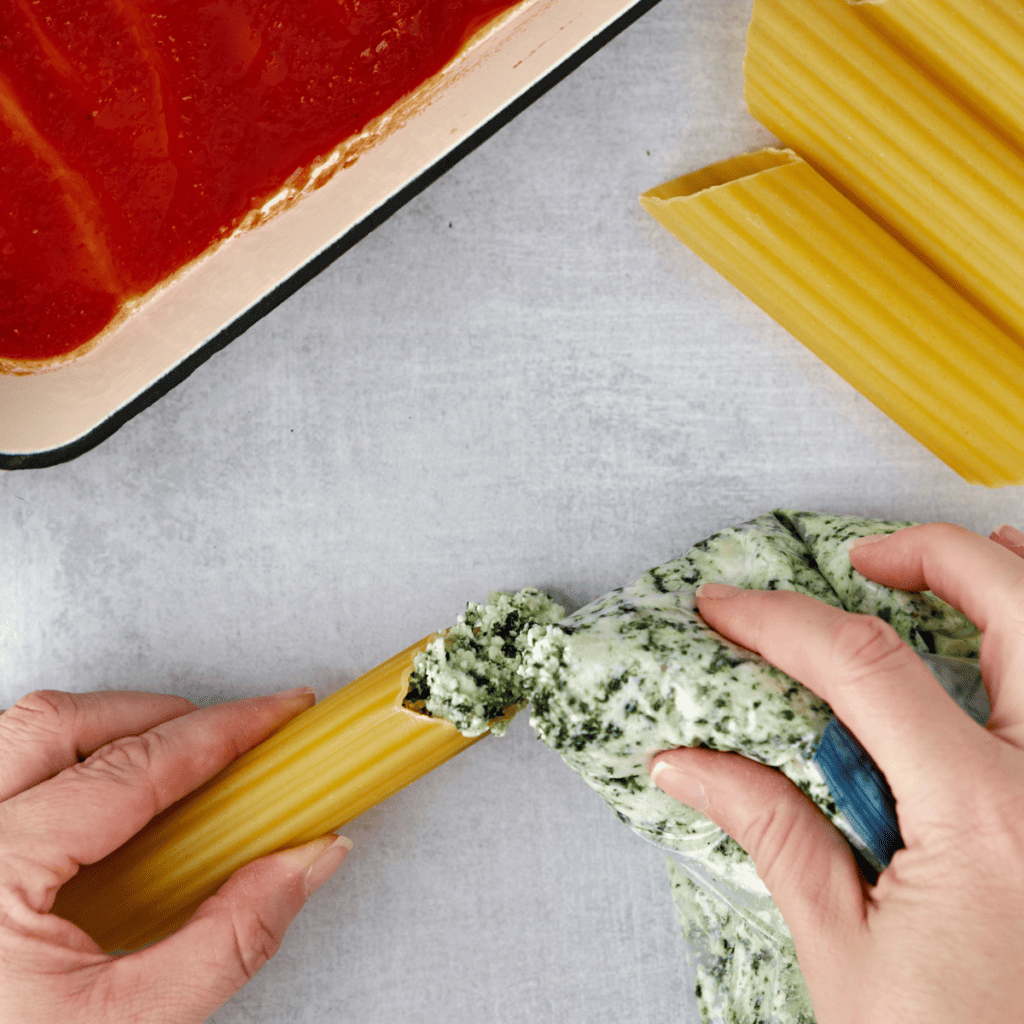 Preheating the air fryer to 320°F before cooking the manicotti