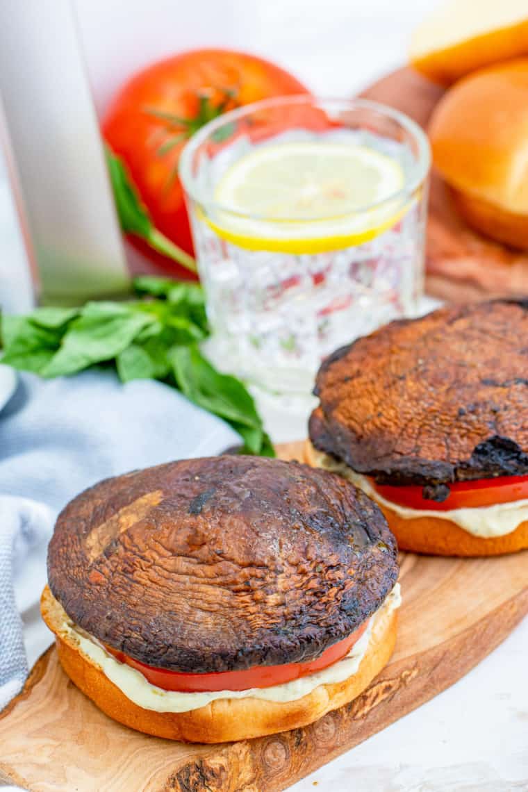 Delicious air fryer portobello mushrooms with a crispy golden crust, cooked perfectly in the air fryer.