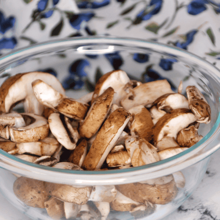 Place clean and diced mushrooms in a large mixing bowl.