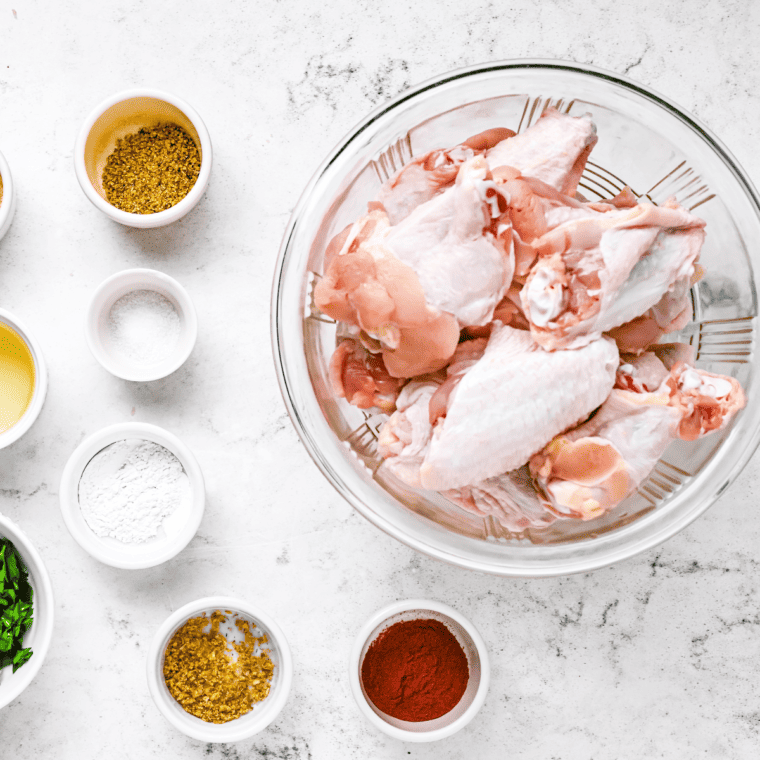 Ingredients for General Tso Chicken Wings on a counter top.