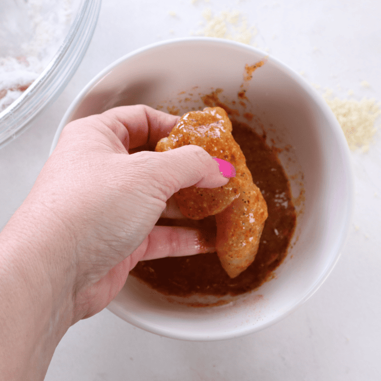 Chicken tender pressed into panko and fresh lemon zest breadcrumb mixture
