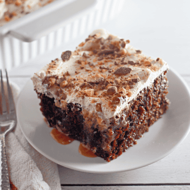 Air Fryer Chocolate Poke Cake