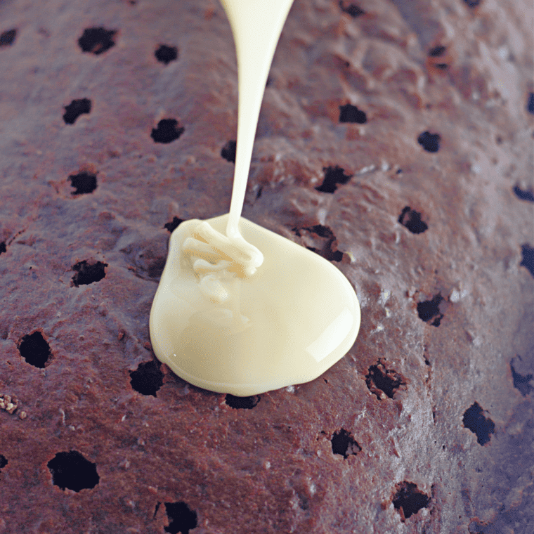 Air Fryer Chocolate Poke Cake