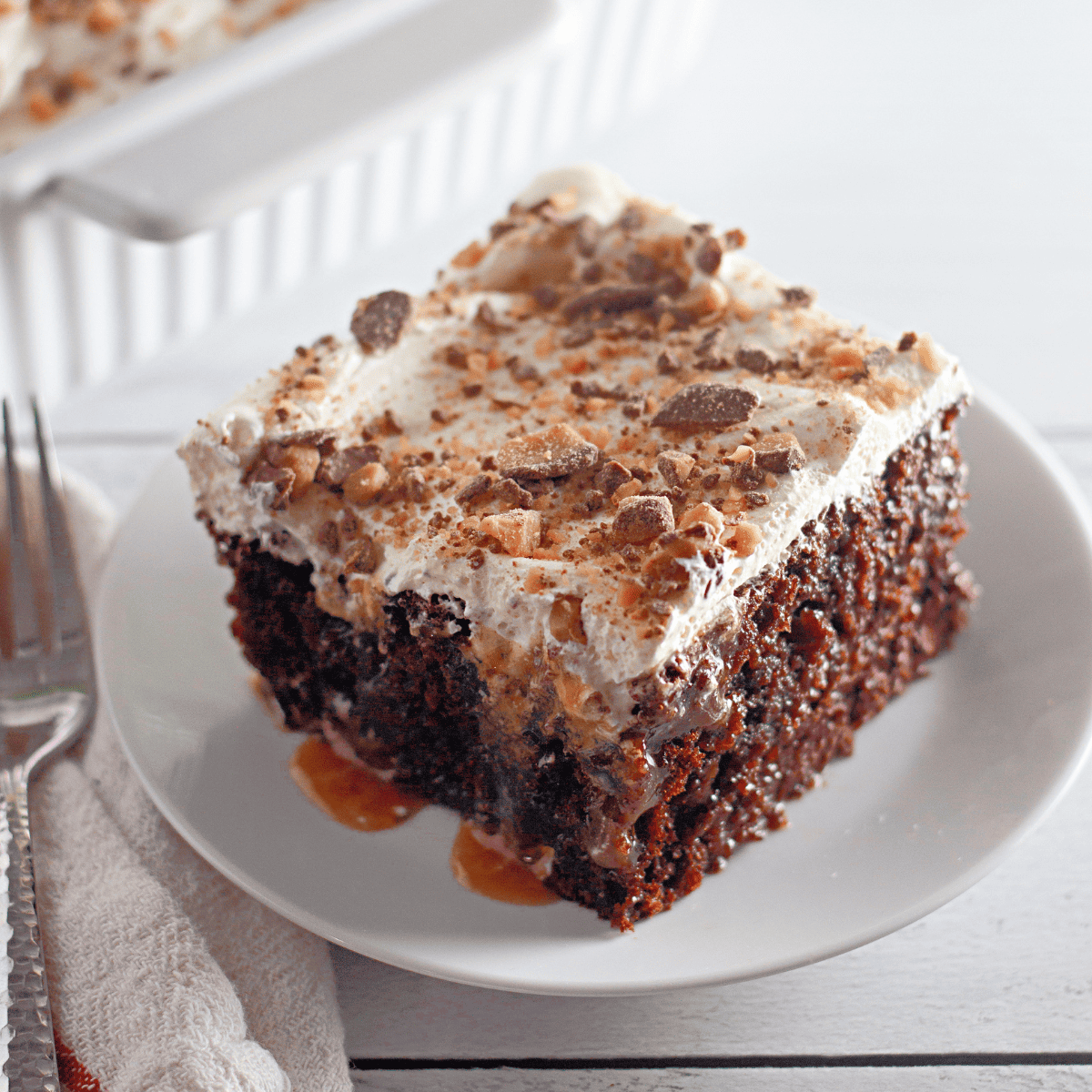 Air Fryer Chocolate Poke Cake