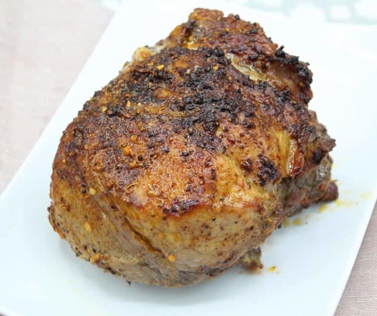 Close up of complete air fryer pork roast recipe.