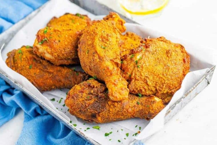 Finished product of air fryer KFC chicken