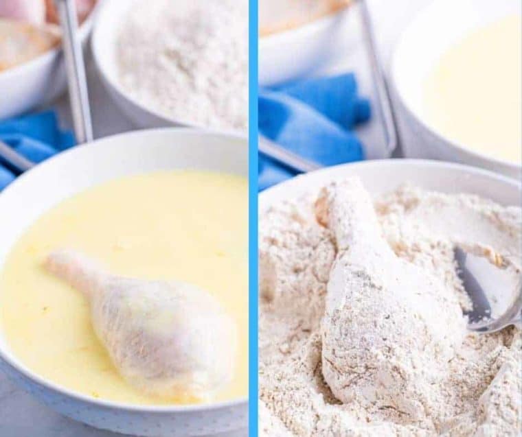 Process of making copycat KFC chicken.