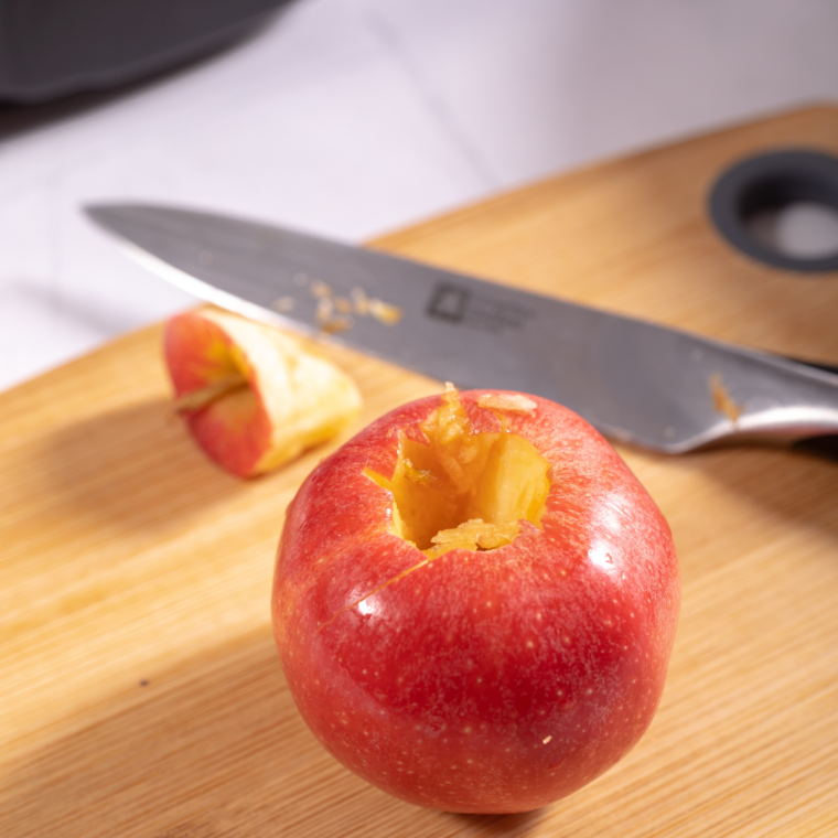 Washing and drying fresh apples before slicing for apple chips