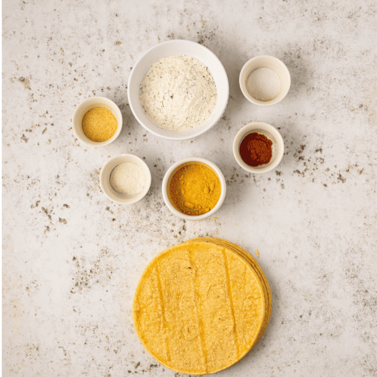 Ingredients Needed For Air Fryer Cool Ranch Doritos on kitchen table.