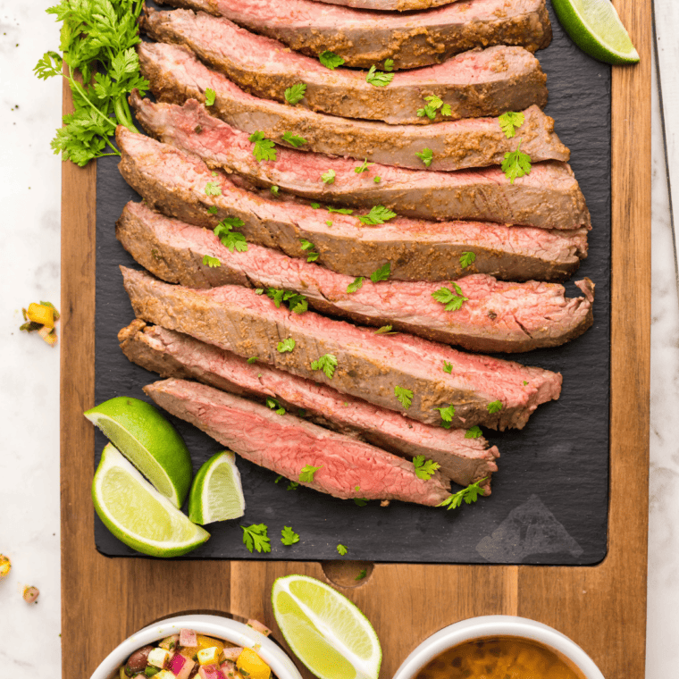 Exploring different recipe variations for Air Fryer Flank Steak with Cowboy Caviar can add an exciting twist to this already delightful dish. Here are some creative variations to try: 1. Asian-Inspired Flank Steak: Marinate the steak in a blend of soy sauce, hoisin sauce, minced ginger, and garlic for an Asian flair. Serve with a side of Asian-style slaw instead of cowboy caviar. 2. Spicy Cowboy Caviar: Add diced chipotle peppers or a spoonful of adobo sauce to the cowboy caviar for a smoky, spicy kick that complements the steak. 3. Mediterranean Flank Steak: Season the steak with a mix of rosemary, thyme, and garlic. Pair it with a Mediterranean salsa made with chopped cucumbers, tomatoes, Kalamata olives, feta cheese, and a lemon-olive oil dressing. 4. BBQ Flank Steak: Brush the steak with your favorite BBQ sauce before air frying. Serve with a corn and black bean salad enhanced with BBQ flavors. 5. Herb-Crusted Flank Steak: Coat the steak in a crust of finely chopped herbs (like parsley, cilantro, and dill) mixed with breadcrumbs before air frying, adding a fresh and crispy dimension. 6. Sweet and Spicy Caviar: Mix in some diced mango or pineapple with the cowboy caviar for a sweet contrast to the spicy and savory flavors. 7. Citrus-Marinated Steak: Marinate the flank steak in a mixture of orange and lime juices, along with a hint of chili powder and garlic, for a bright and tangy flavor. 8. Greek-Style Caviar: Modify the cowboy caviar to include chopped cucumber, cherry tomatoes, red onion, feta cheese, and a Greek dressing, creating a fusion of Tex-Mex and Greek flavors. 9. Creamy Avocado Sauce: Blend avocado with lime juice, cilantro, and garlic to create a creamy sauce to drizzle over the cooked steak, adding a rich and smooth texture. 10. Balsamic Glazed Steak: Glaze the steak with a reduction of balsamic vinegar, honey, and garlic for a sweet and tangy finish.