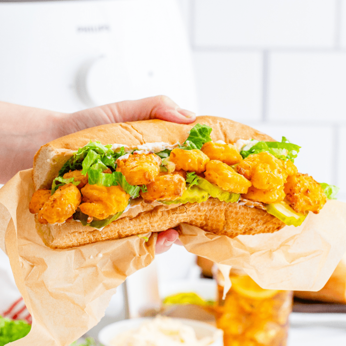 Air Fryer Popeye's Seafood Po’Boy