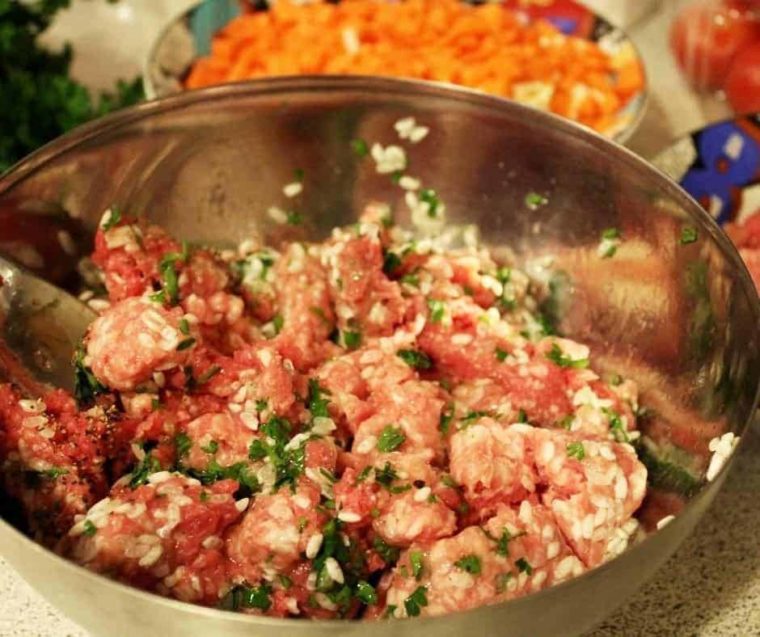Meat mixture used to make a chicken burger in air fryer.
