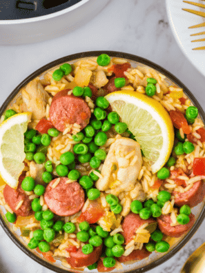 Air Fryer Chicken and Chorizo Paella