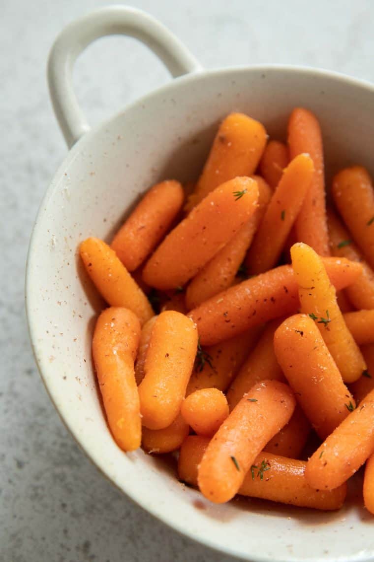 Close-up of tender Cracker Barrel Carrots in a bowl"