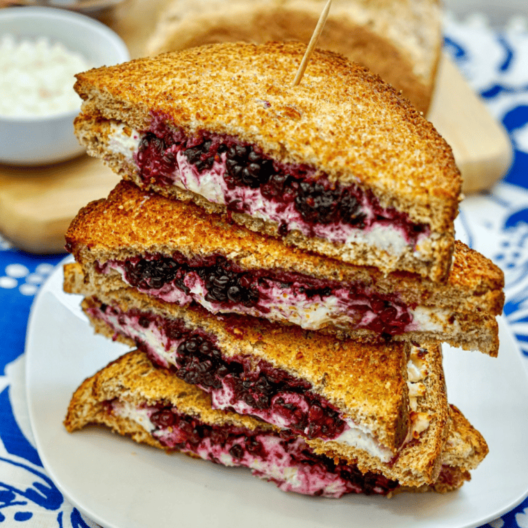 Air Fryer Blackberry & Goat Cheese Sandwiches
