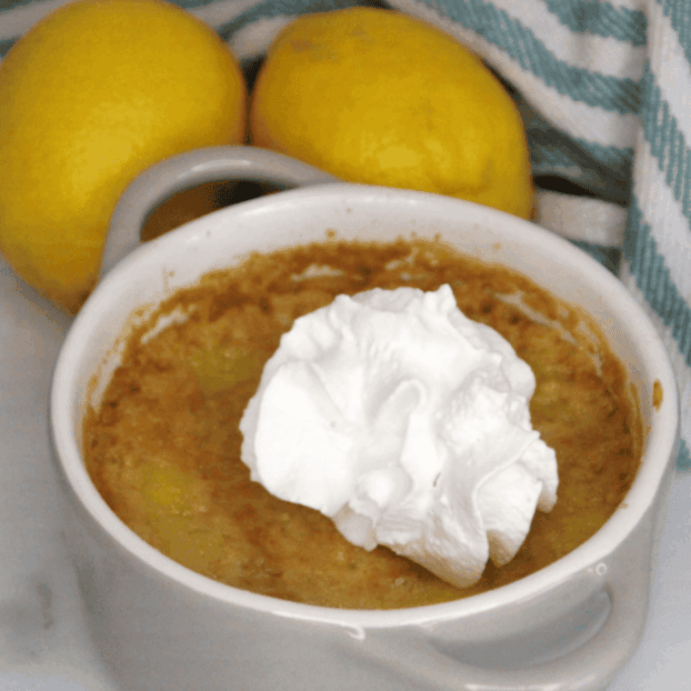 Close up of Air Fryer Lemon Dump Cake.