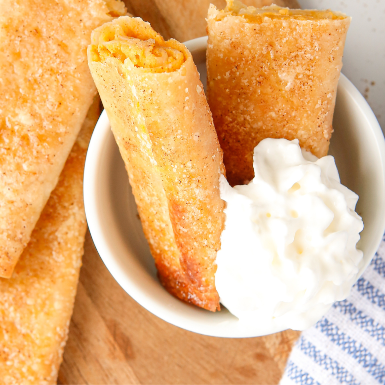 Air Fryer Pumpkin Cheesecake Egg Rolls