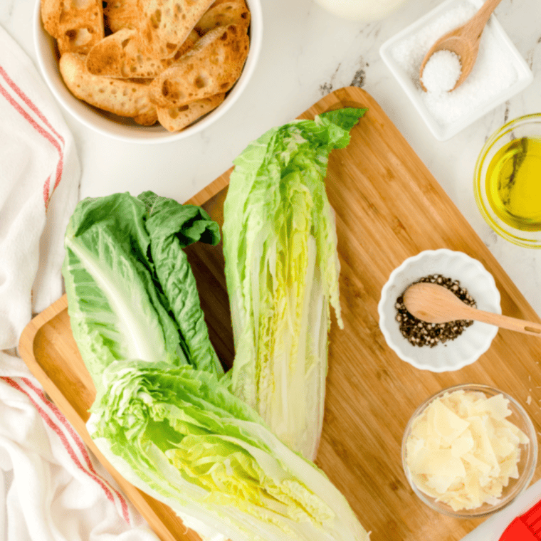 Ingredients needed for air frying Air Fryer Romaine Lettuce.