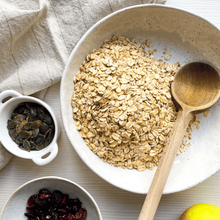 Granola ingredients in a bowl
