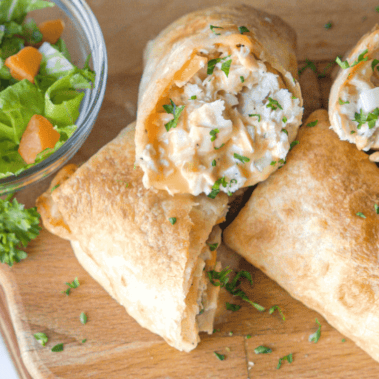 Crispy and cheesy Air Fryer Tuna Melt Wraps, a quick and tasty meal.