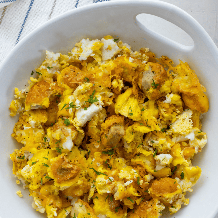 Chick-Fil-A Breakfast Bowl with scrambled eggs, crispy chicken, tater tots, and melted cheese
